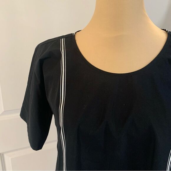 Uniqlo and Lemaire Black Cotton Striped Short Sleeve Top - Picture 3 of 7